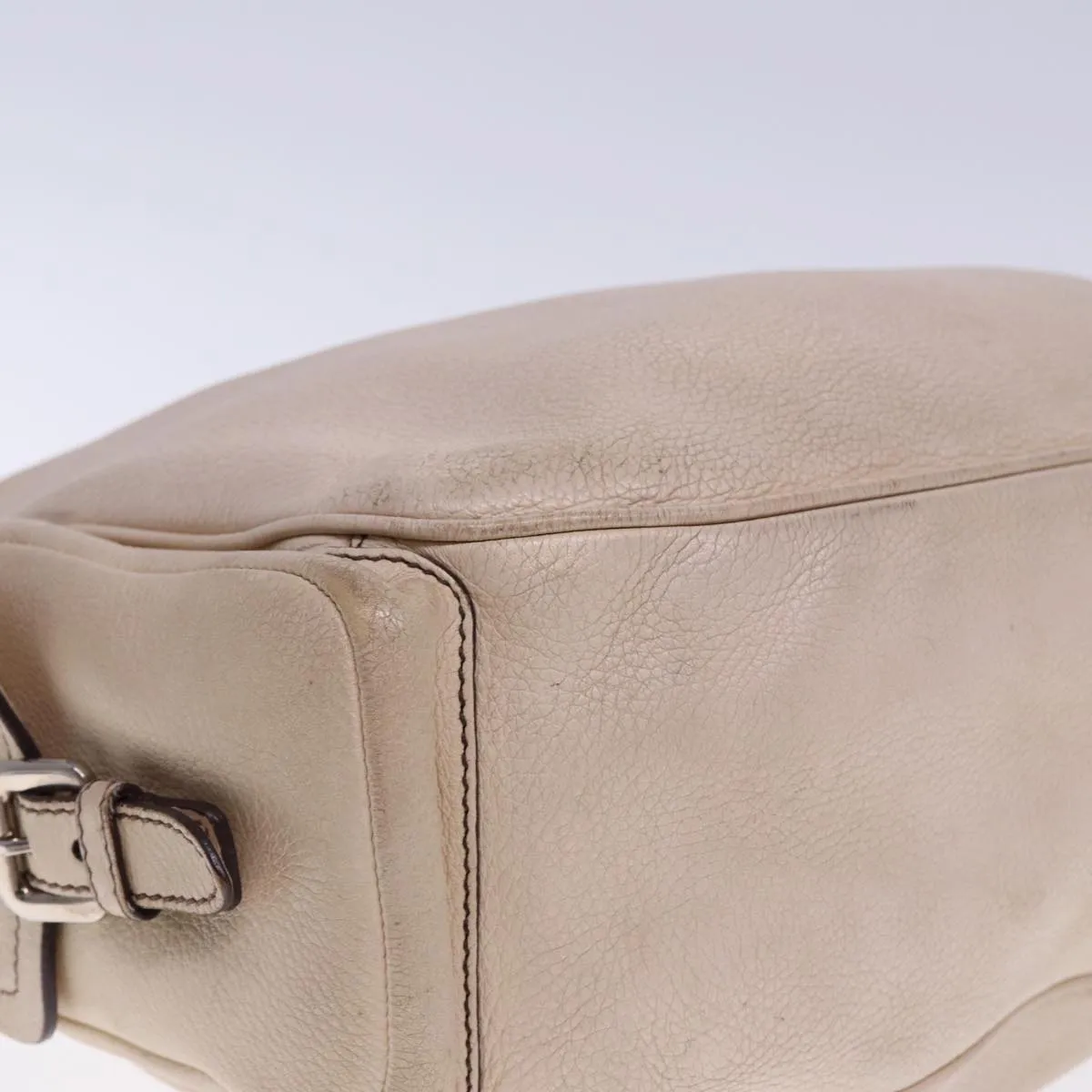 Trendy Inspired Prada Shoulder Bag Leather Beige Auth Am6349