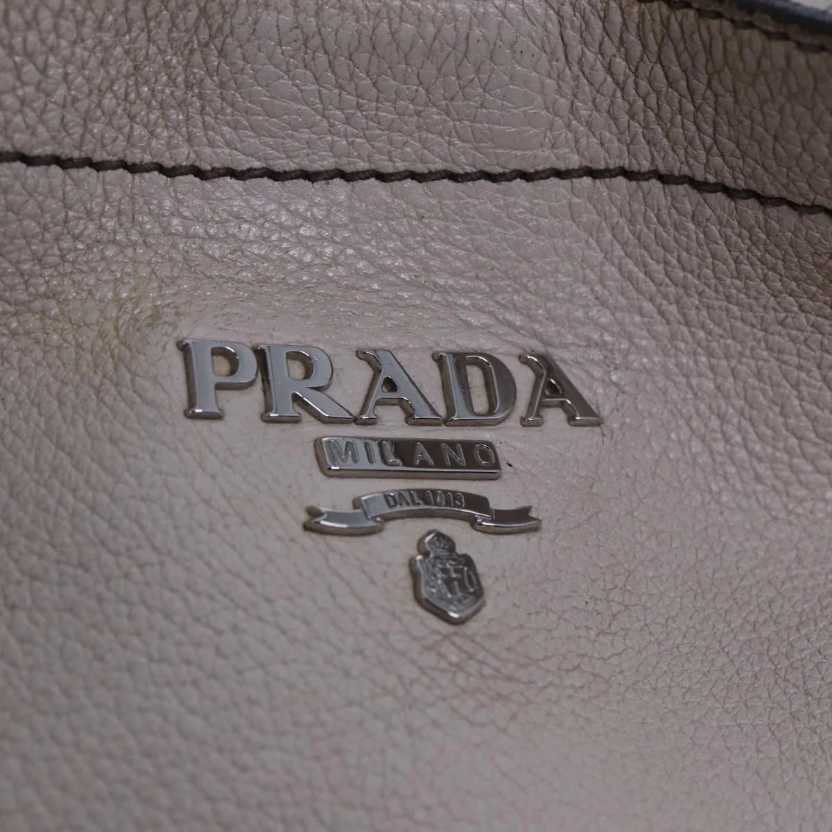 Trendy Inspired Prada Shoulder Bag Leather Beige Auth Am6349