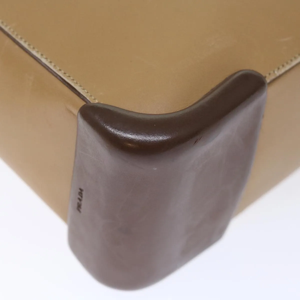 Trendy Inspired Prada Shoulder Bag Leather Khaki Auth 72013