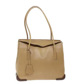 Trendy Inspired Prada Shoulder Bag Leather Khaki Auth 72013