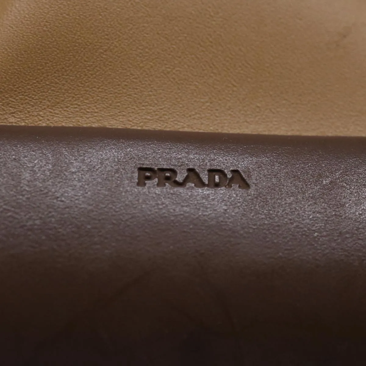 Trendy Inspired Prada Shoulder Bag Leather Khaki Auth 72013