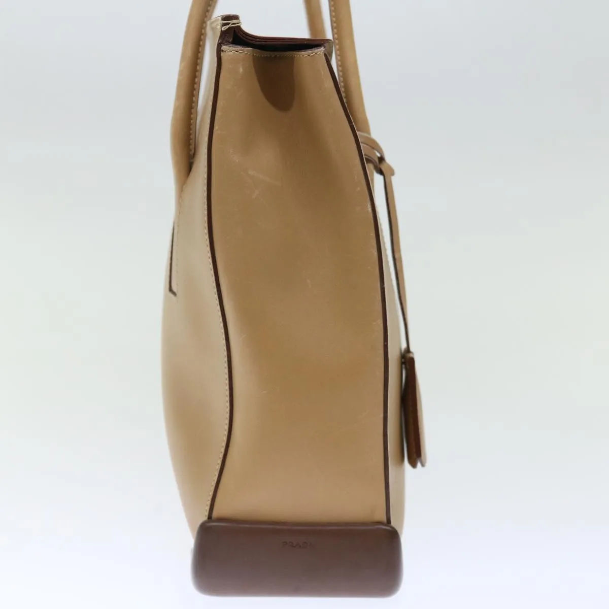 Trendy Inspired Prada Shoulder Bag Leather Khaki Auth 72013