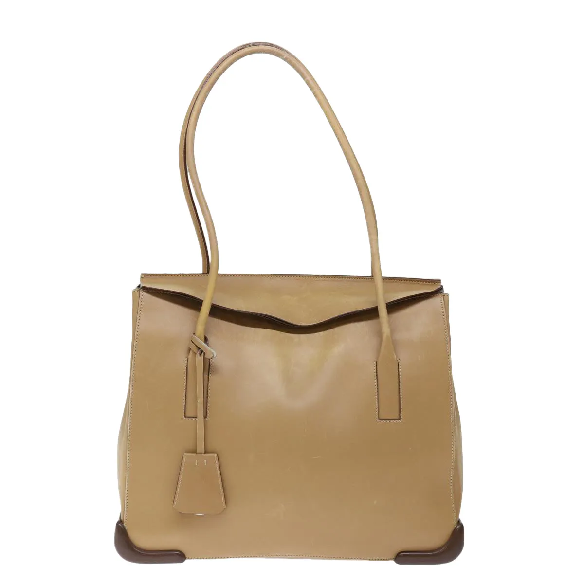 Trendy Inspired Prada Shoulder Bag Leather Khaki Auth 72013