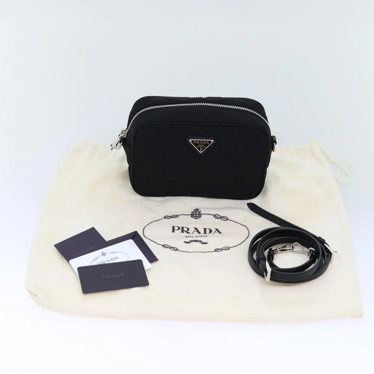 Trendy Inspired Prada Shoulder Bag Nylon Black 1bh028 Auth 74728a