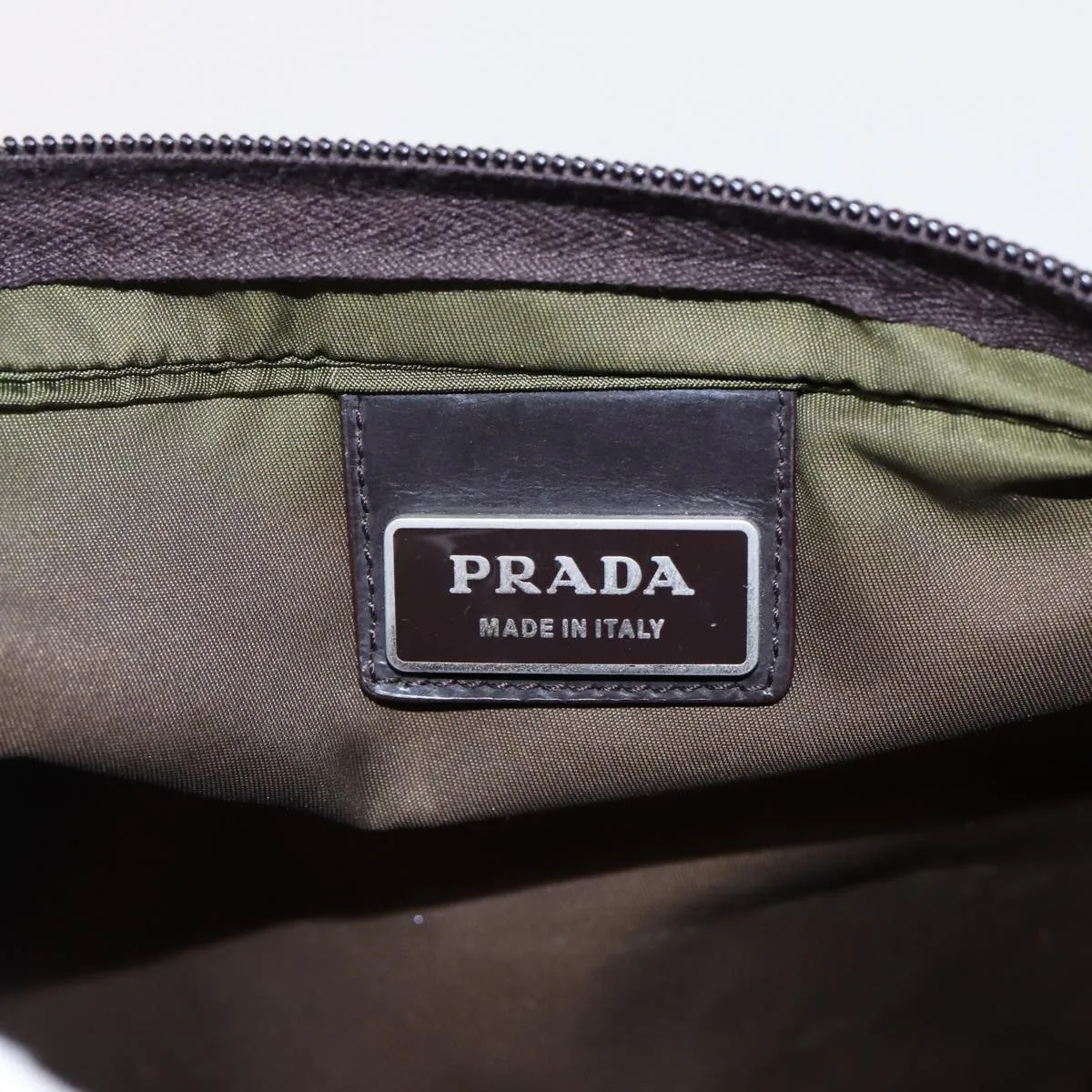 Trendy Inspired Prada Shoulder Bag Nylon Khaki Brown Auth 79144