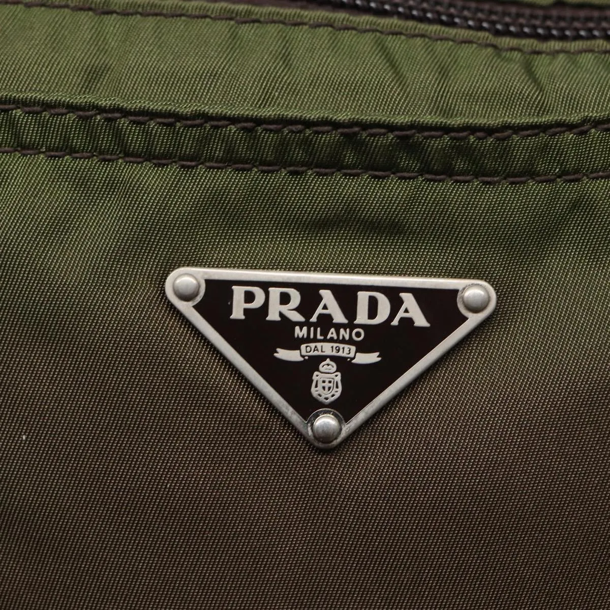 Trendy Inspired Prada Shoulder Bag Nylon Khaki Brown Auth 79144