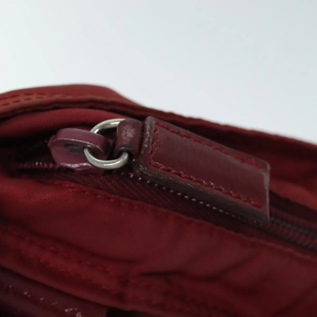 Trendy Inspired Prada Shoulder Bag Nylon Red Auth 77080