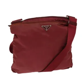 Trendy Inspired Prada Shoulder Bag Nylon Red Auth 77080