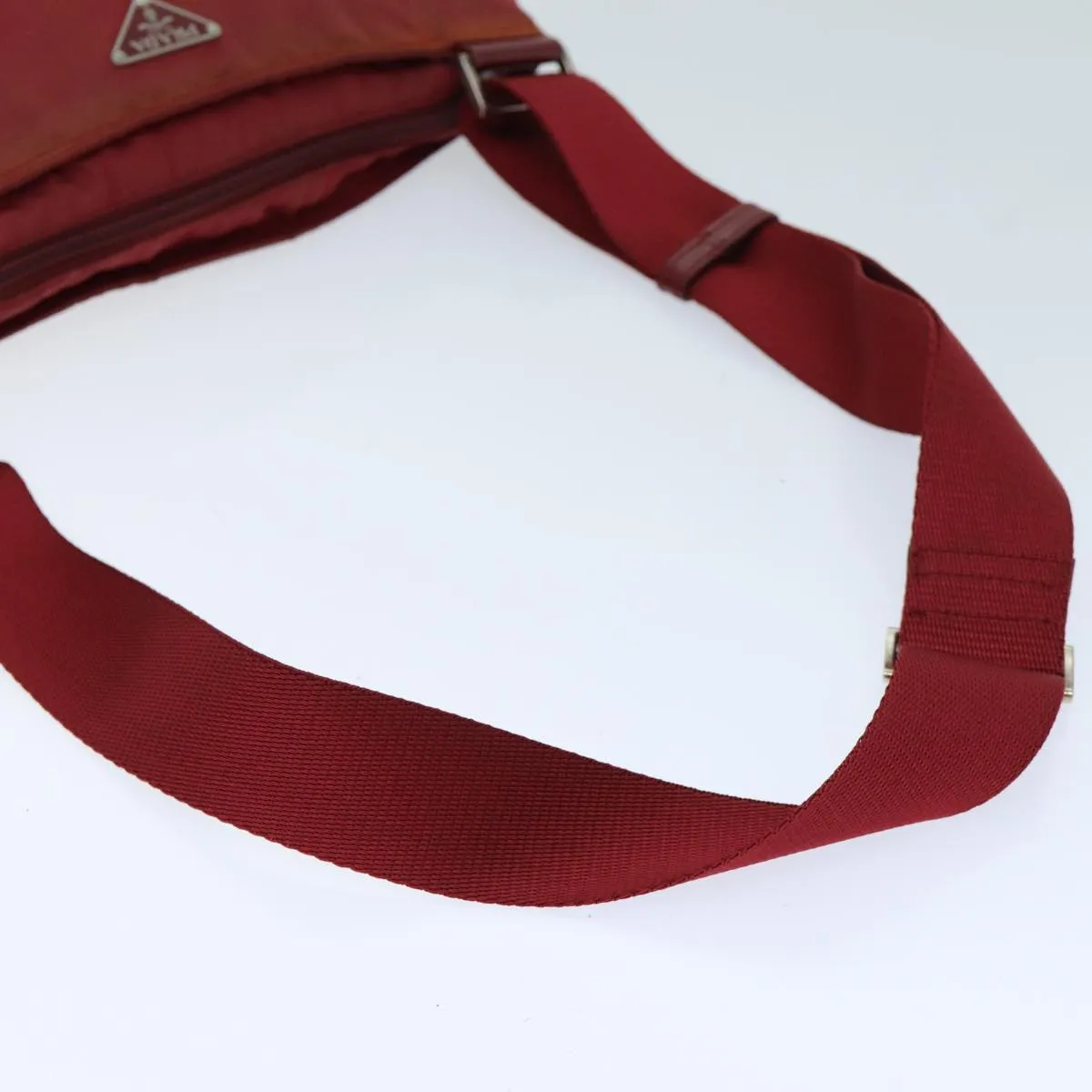 Trendy Inspired Prada Shoulder Bag Nylon Red Auth 77080