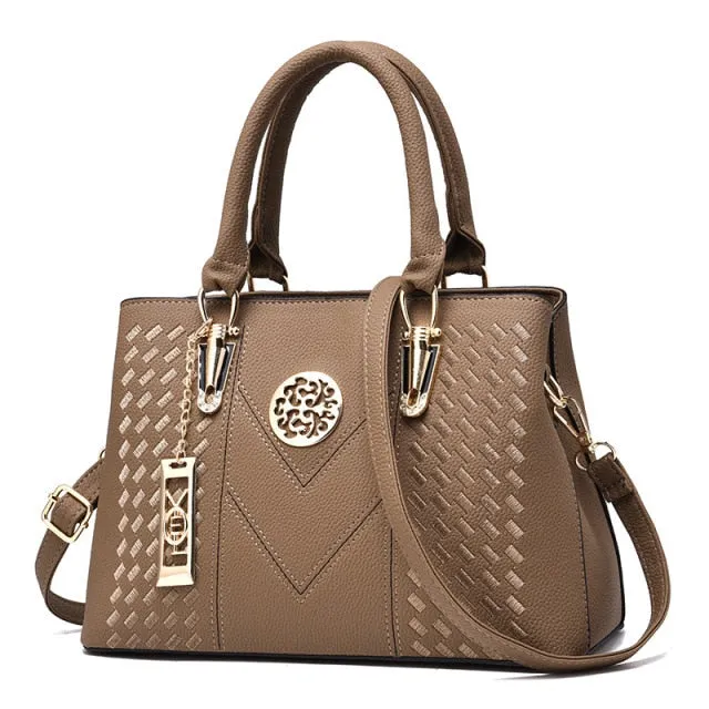 Uptown Leather Embroidery Handbag