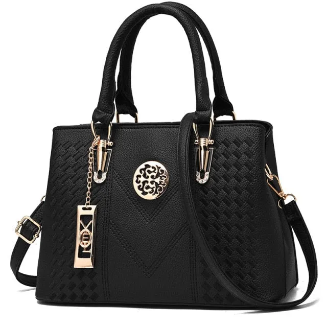 Uptown Leather Embroidery Handbag