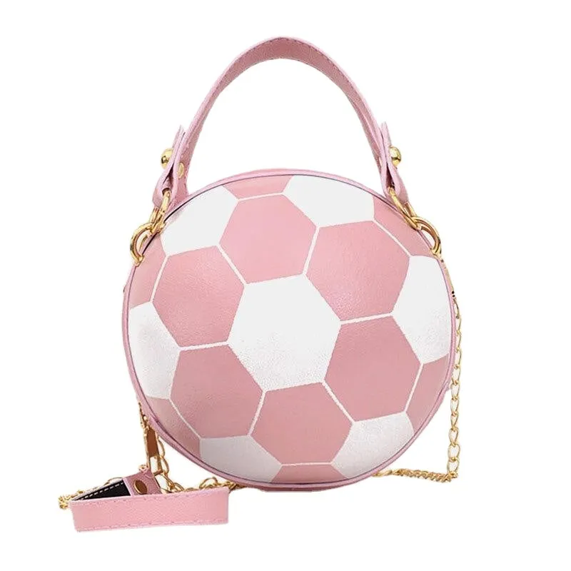 women basketball football look mini round bag hangbag adjustable shoulder cross body