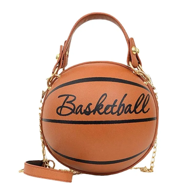 women basketball football look mini round bag hangbag adjustable shoulder cross body