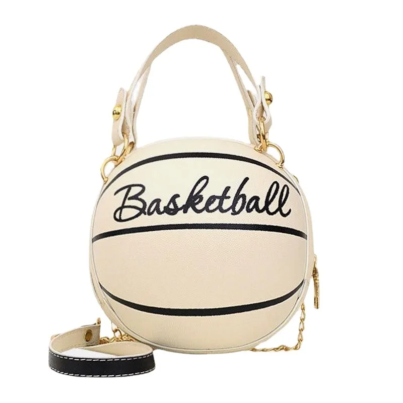 women basketball football look mini round bag hangbag adjustable shoulder cross body